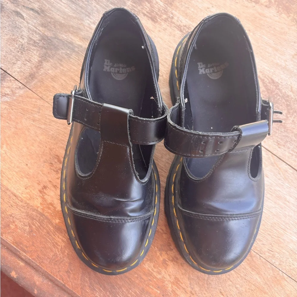 Dr. Martens Bethan Platform Mary Jane Shoes Black Leather